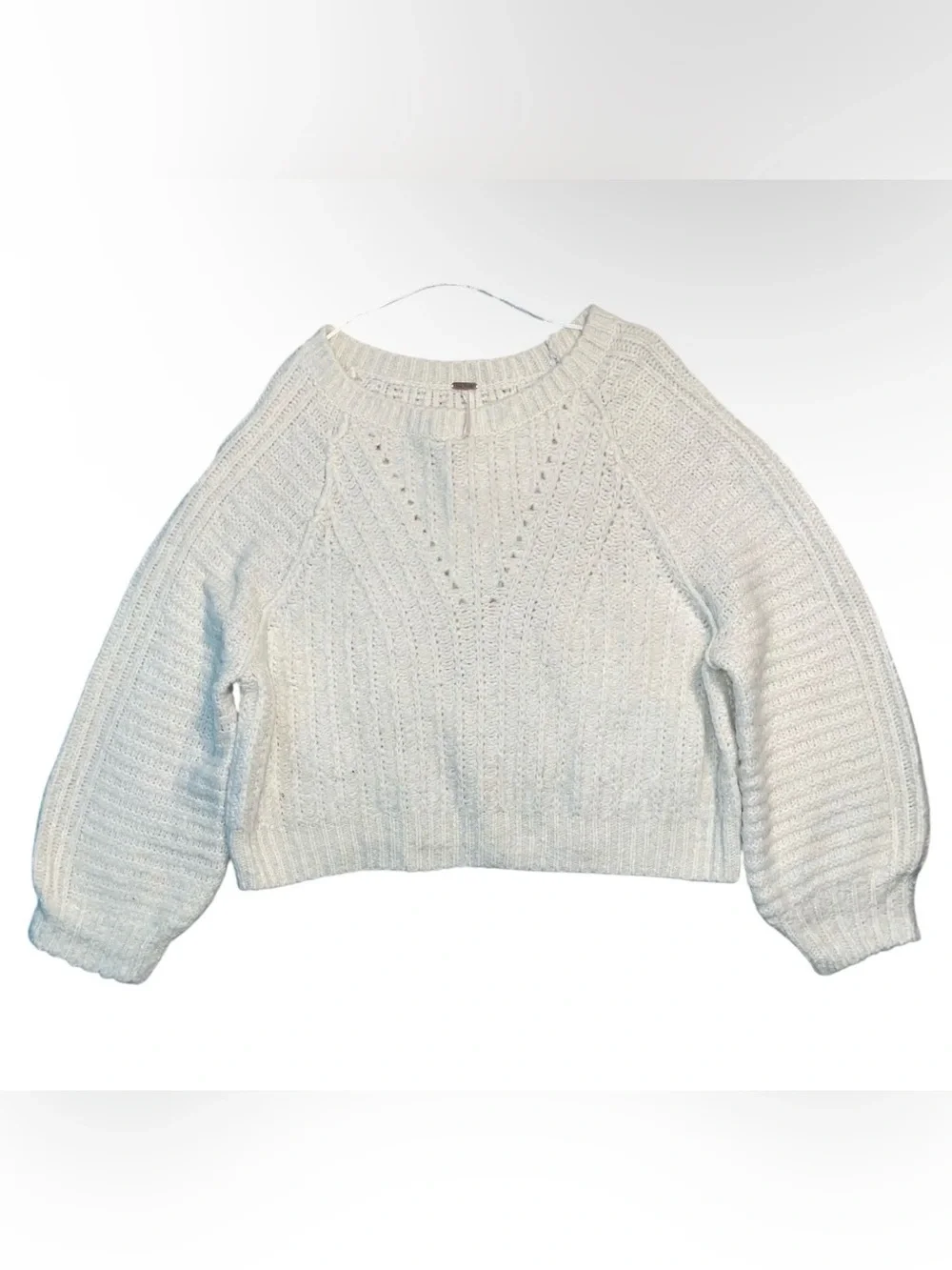 Free People Gorhic Pullover Cozy Ivory Knit Sweater - Women Size S